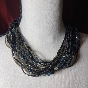 Gunmetal & Gold Glass Bead Choker Necklace